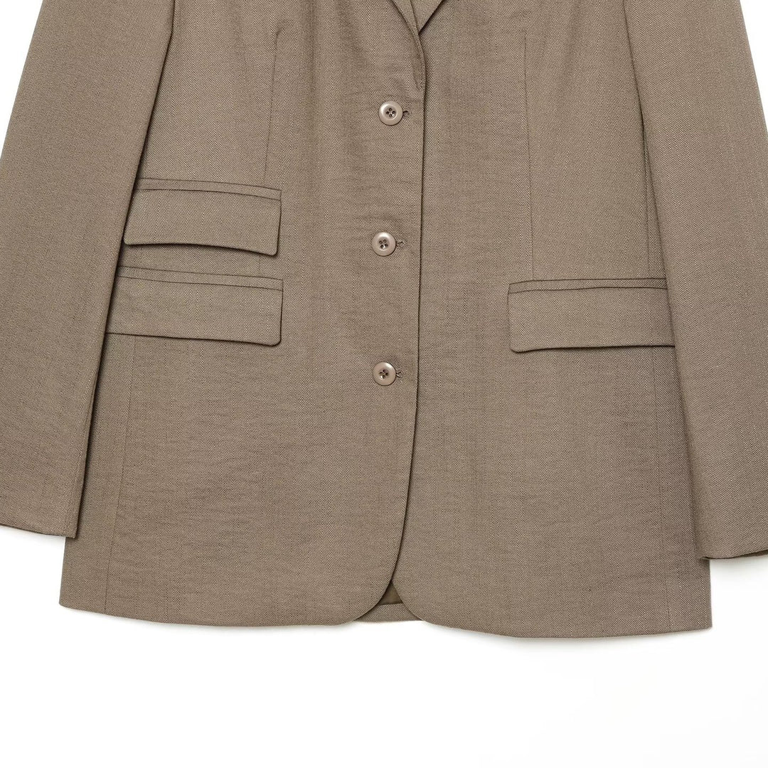 Damen Einreihiger Business-Blazer mit Pattentaschen und Reverskragen Shop Nory