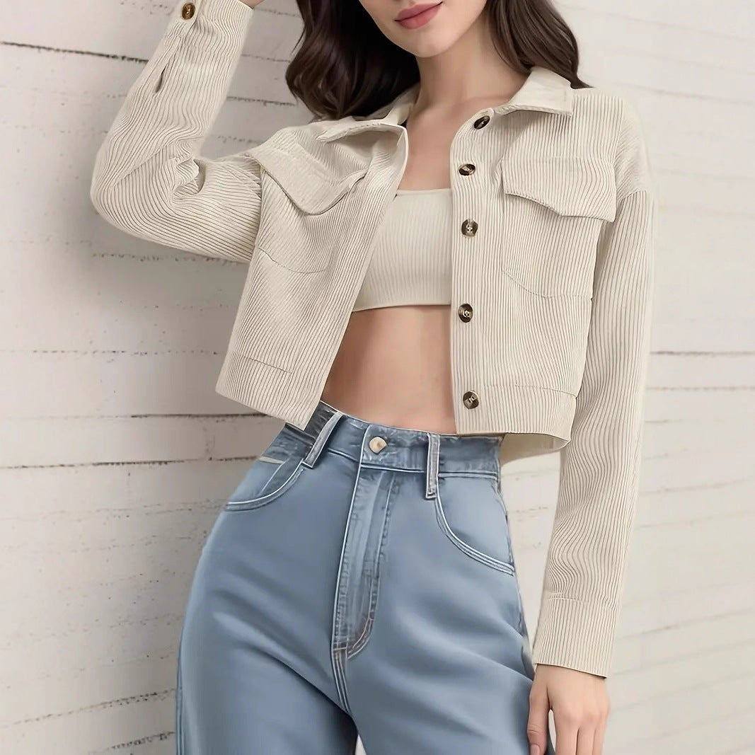 Damen Kurzarm-Cropped-Jeansjacke