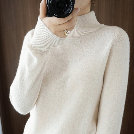 Damen Mockneck-Pullover aus flauschigem Angora-Mix mit legerer Ballonärmel-Silhouette Shop Nory