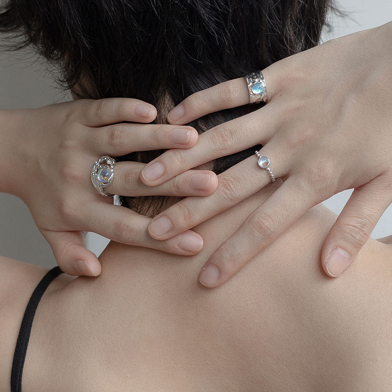 Damen Künstlerischer Ring mit Regenbogen-Opal Shop Nory