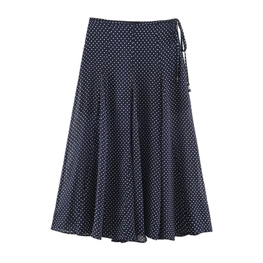 Damen Fließender A‑Linien Midirock mit Polka‑Dot‑Print und Bindeschleife Shop Nory
