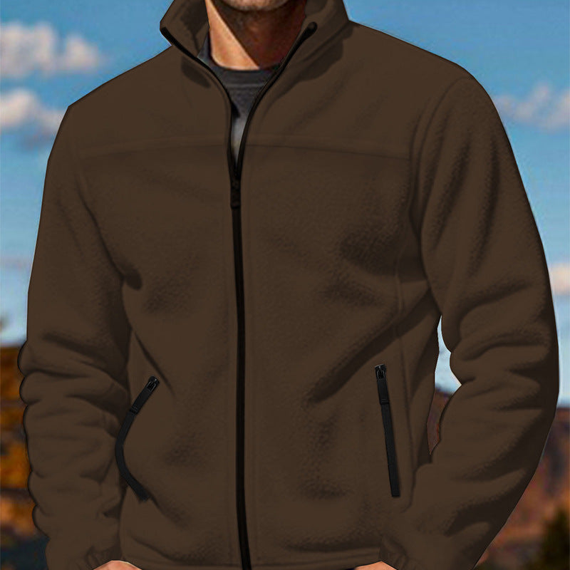 Herren Fleece-Übergangsjacke mit Stehkragen, durchgehendem Reißverschluss und Reißverschlusstaschen Shop Nory