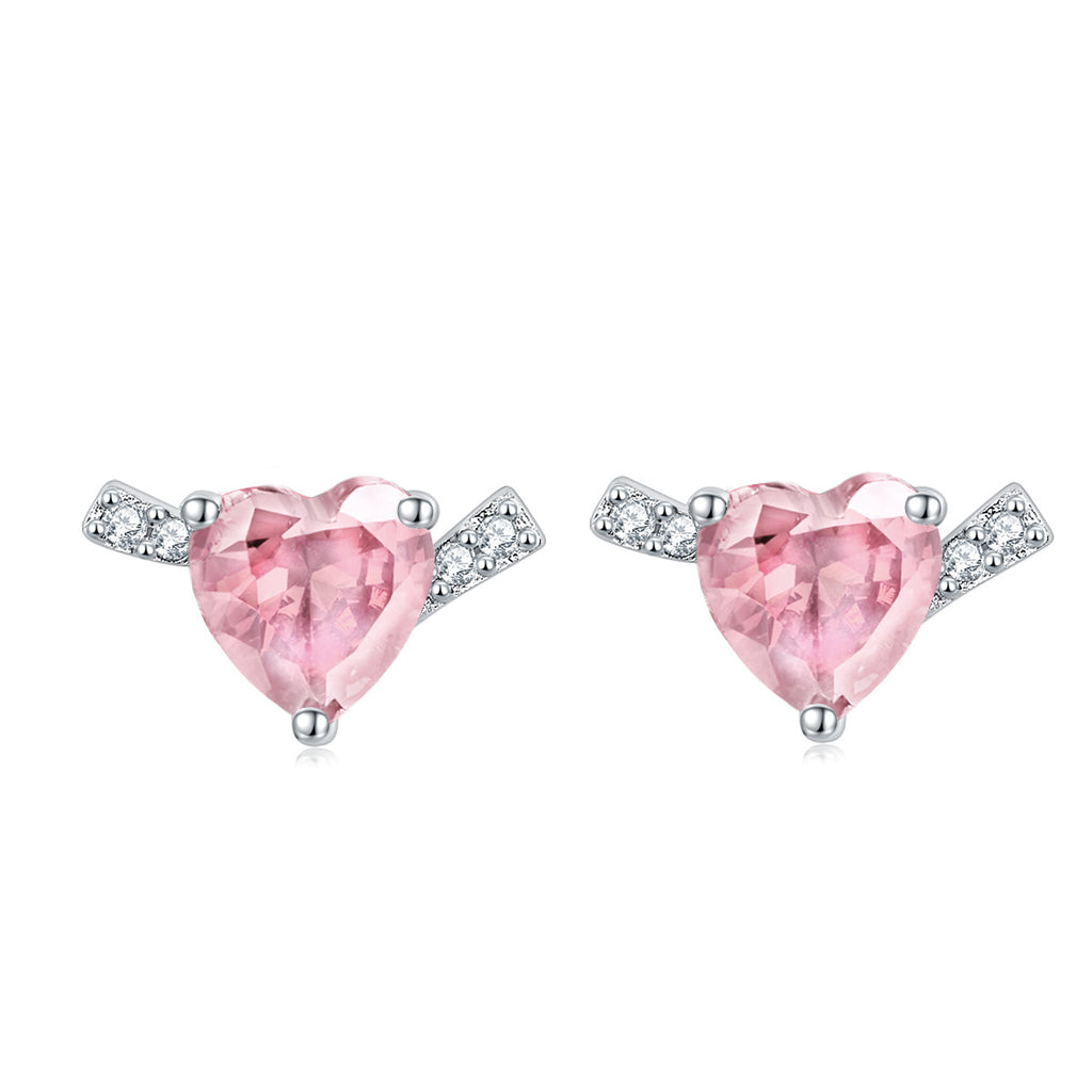 Damen Halskette mit herzförmigem Pinkstein und elegantem Zirkonia-Besatz Shop Nory