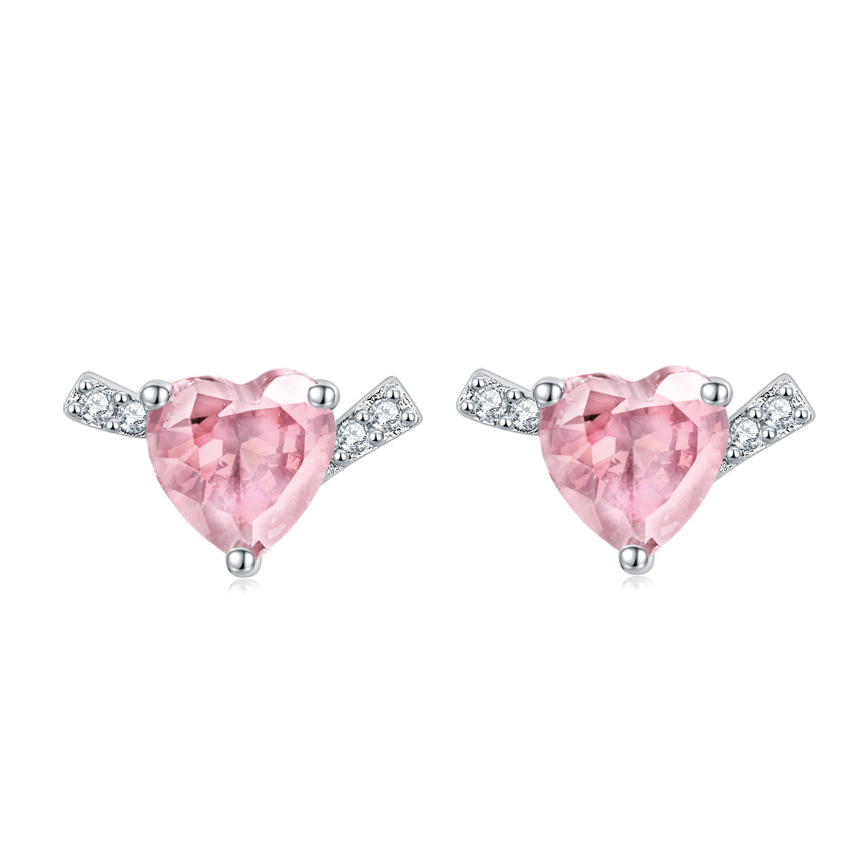 Damen Halskette mit herzförmigem Pinkstein und elegantem Zirkonia-Besatz Shop Nory