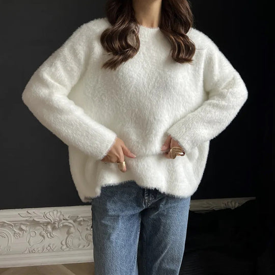 Damen Flauschiger Oversize-Pullover im Angora-Look mit kastiger Silhouette Shop Nory