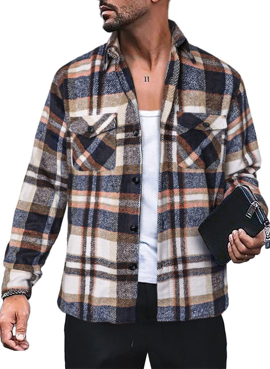 Herren Flanellhemd mit Karomuster und funktionalen Taschen