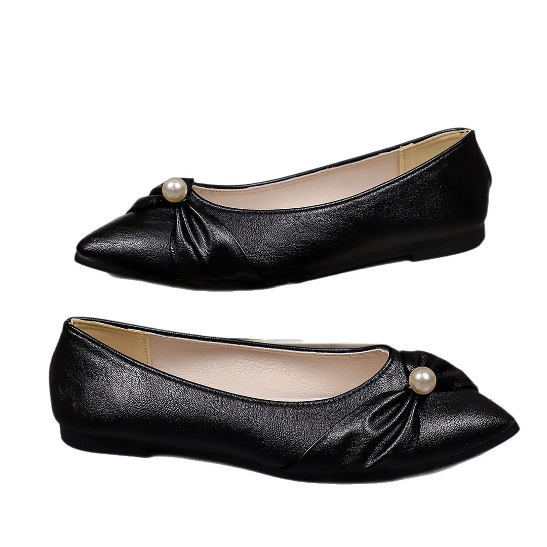 Damen Spitz zulaufende Ballerina-Slipper mit Perlen-Detail und gerafftem Vorderblatt Shop Nory