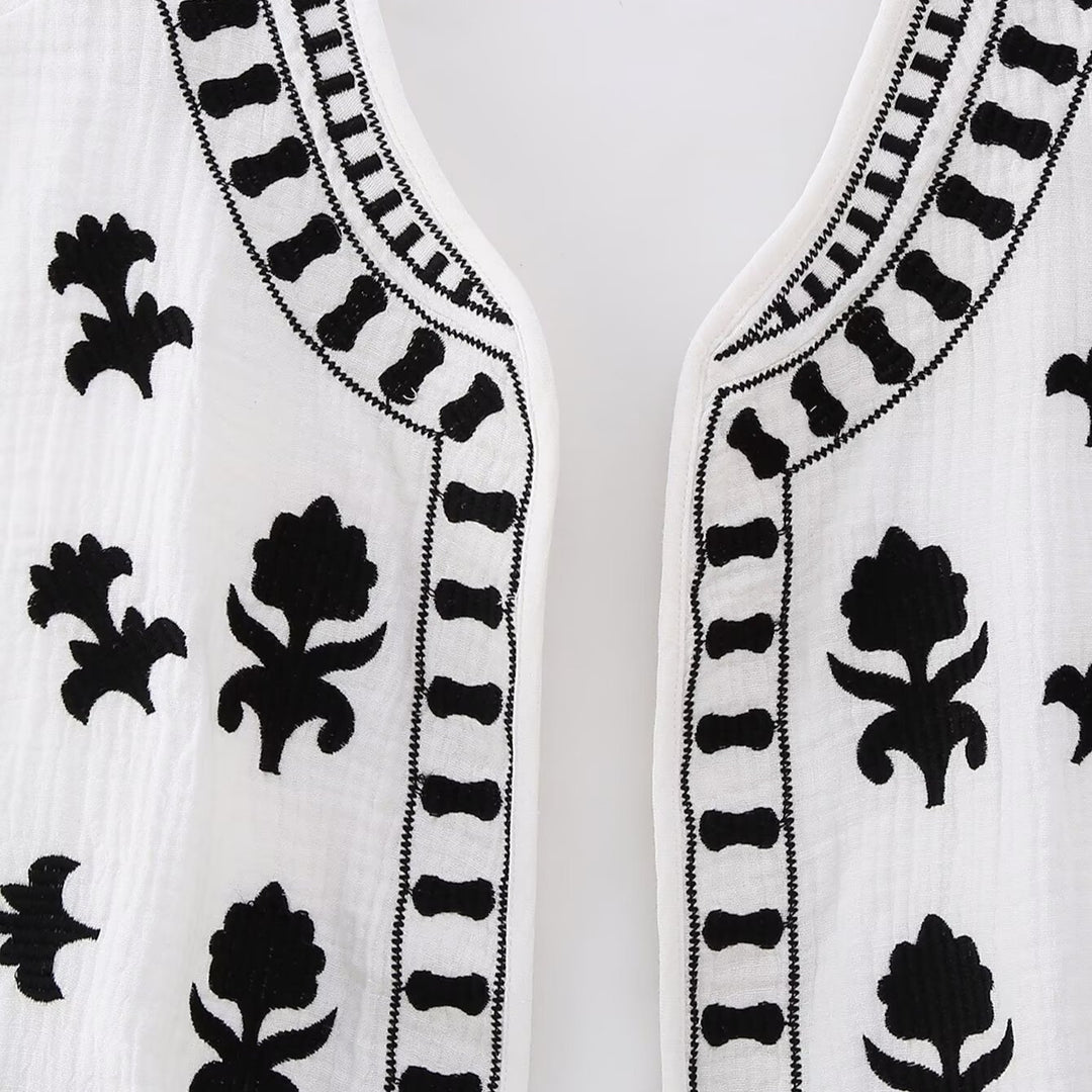 Damen Ärmellose bestickte Baumwollweste im Ethno-Boho-Stil Shop Nory