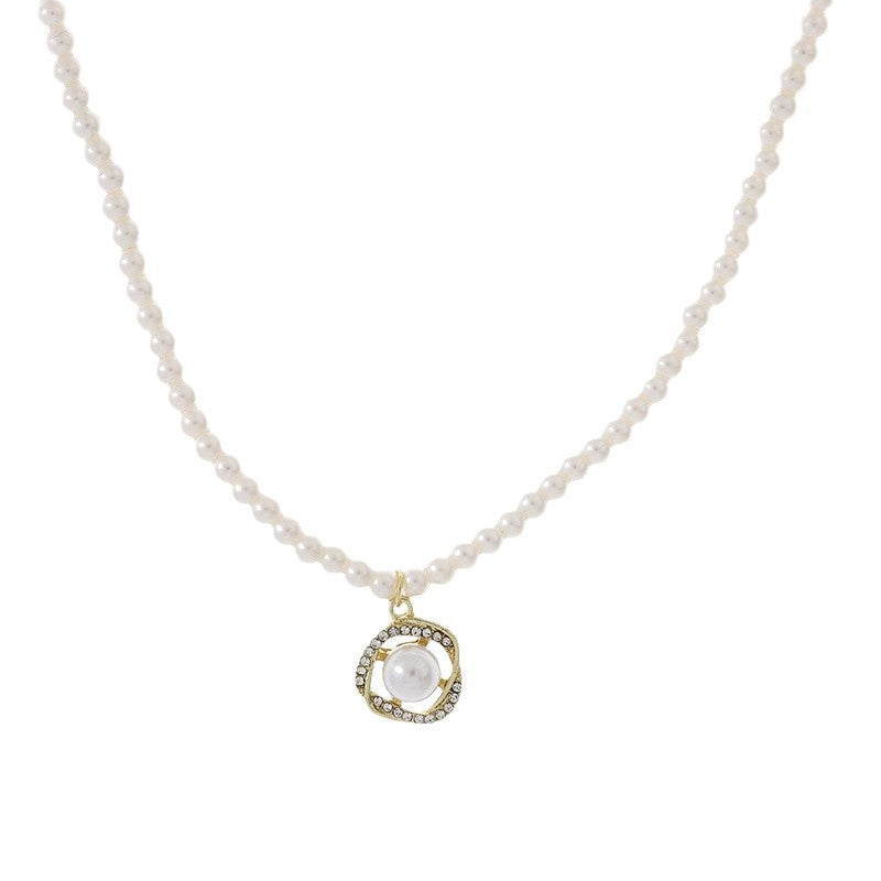 Damen elegante Perl-Halskette mit filigranem Anhänger Shop Nory