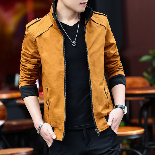 Herren leichter Canvas‑Bomber mit Teddyfleece‑Innenfutter, Epauletten und Rippbündchen Shop Nory