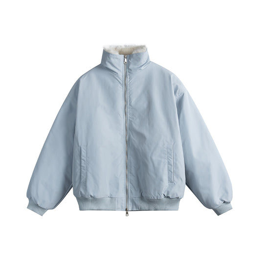 Unisex Boxy-wattierter Blouson mit hohem Stehkragen und Teddyfutter Shop Nory