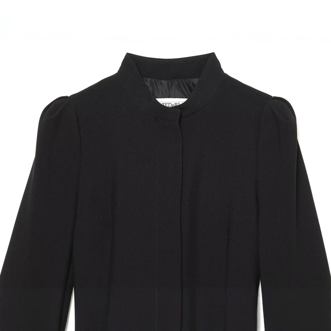 Damen Midilanger Mantel mit Stehkragen und breitem Taillengürtel Shop Nory