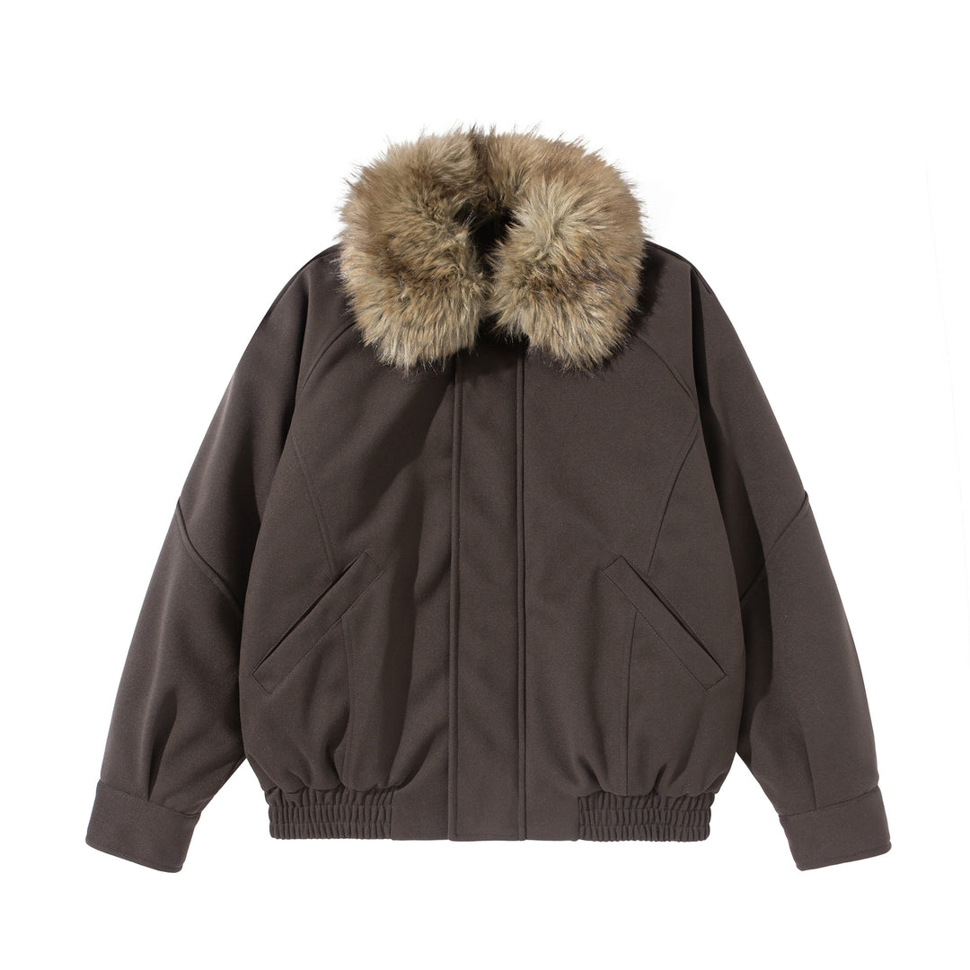 Damen Boxy Blouson mit voluminösem Kunstfellkragen und elastischem Saum Shop Nory