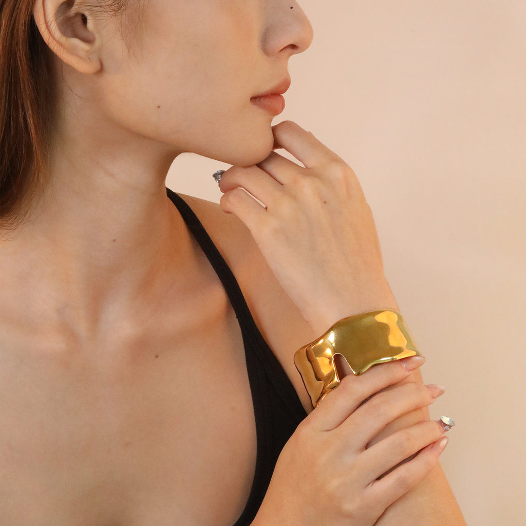 Damen Offener Armreif aus hochwertigem Edelstahl und modernem Design Shop Nory