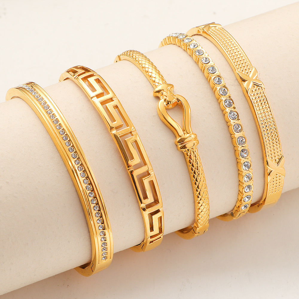 Frauen Elegante Goldplattierte Funkelnde Armband Shop Nory