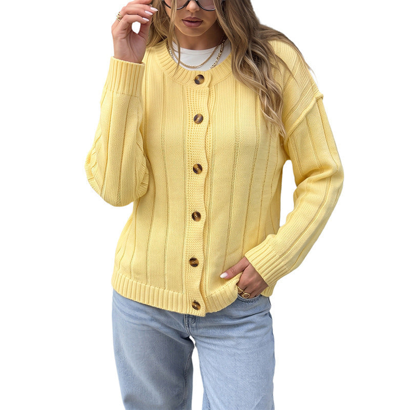 Damen Strickjacke mit Knöpfen und Rippstruktur Shop Nory