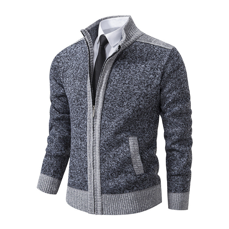 Herren modische Strickjacke mit hohem Kragen und Reißverschluss