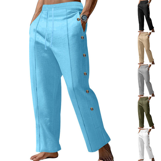 Herren elegante Freizeithose mit seitlichen Knopfdetails und elastischem Bund Shopnory