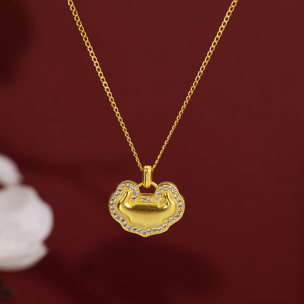 Damen Halskette mit kunstvollem Anhänger aus hochwertigem Gold und funkelnden Zirkonia Shop Nory