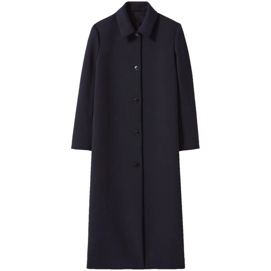 Damen langer minimalistischer Mantel mit geradem Schnitt und Hemdkragen Shop Nory