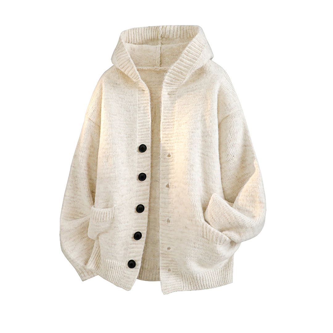Damen Gemütliche Strickjacke mit Kapuze und Knöpfen Shop Nory
