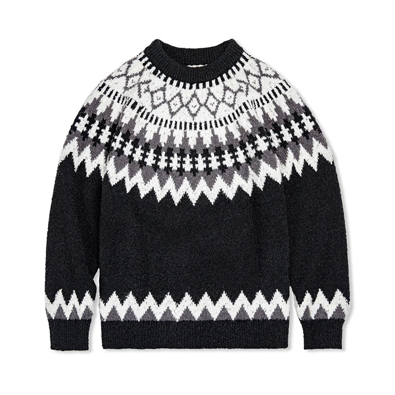 Damen nan Norwegerpullover aus Wollmix mit Rundhalsausschnitt und traditionellem Fair-Isle-Yoke Shop Nory