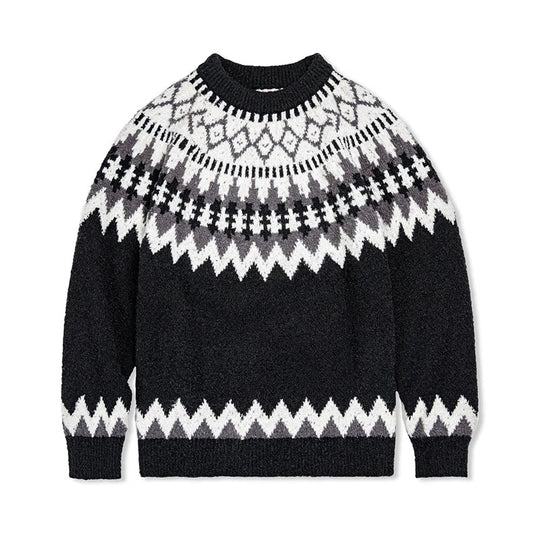 Damen nan Norwegerpullover aus Wollmix mit Rundhalsausschnitt und traditionellem Fair-Isle-Yoke Shop Nory