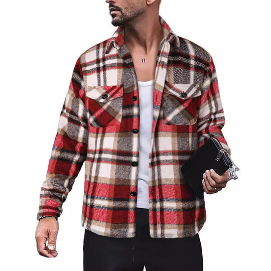 Herren Flanellhemd mit Karomuster und funktionalen Taschen