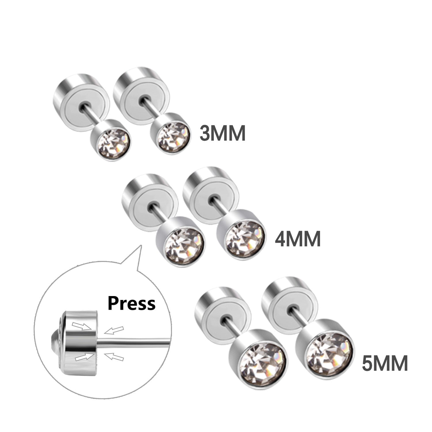 Damen Edelstahl Ohrstecker mit funkelnden Zirkonia Shop Nory