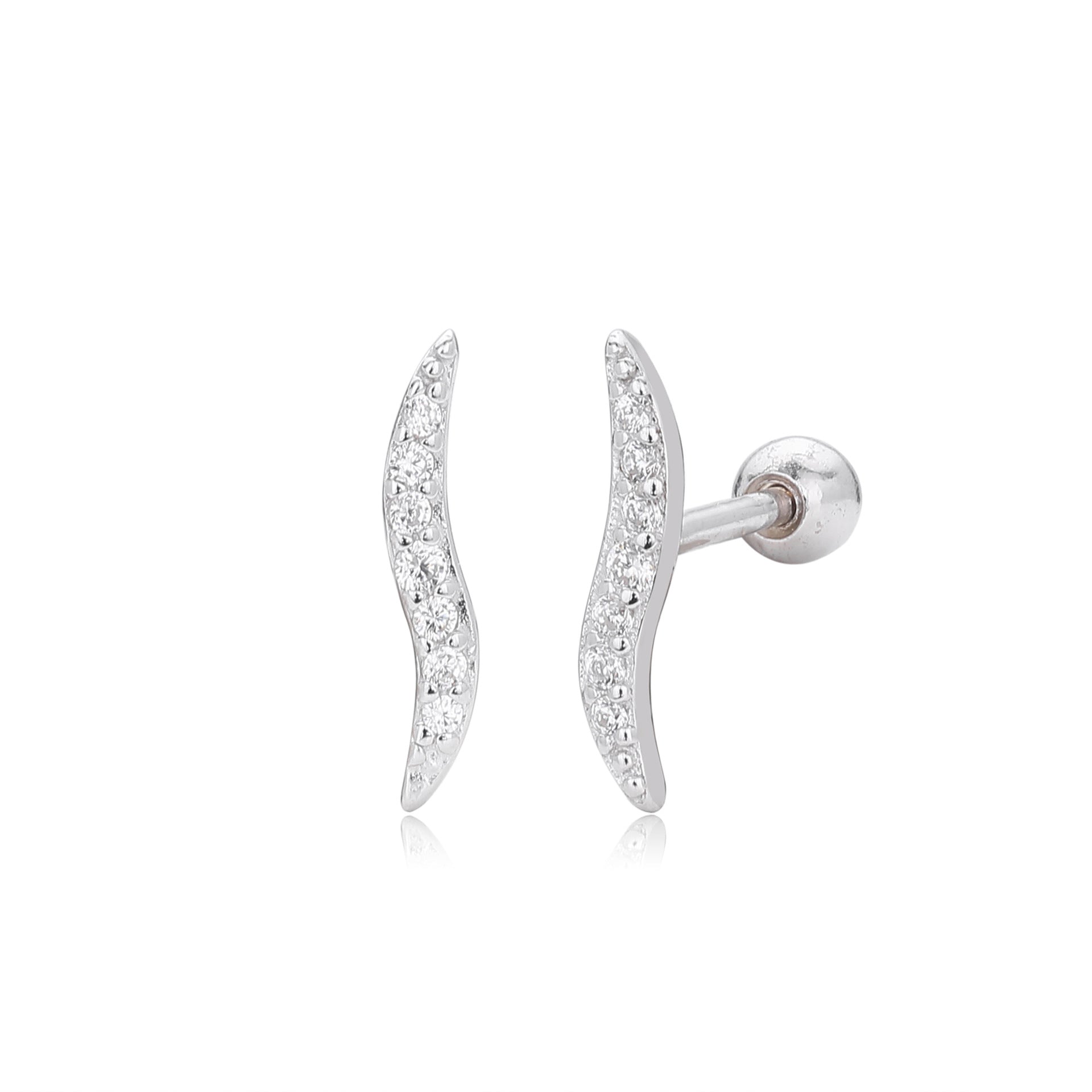 Damen Ohrstecker mit elegantem Wellenmotiv und funkelnden Zirkonia aus hochwertigem 925 Sterlingsilber Shop Nory
