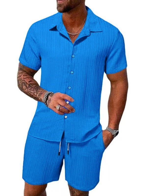 Herren atmungsaktives Sport-Set mit Kurzarm-Hemd und Shorts