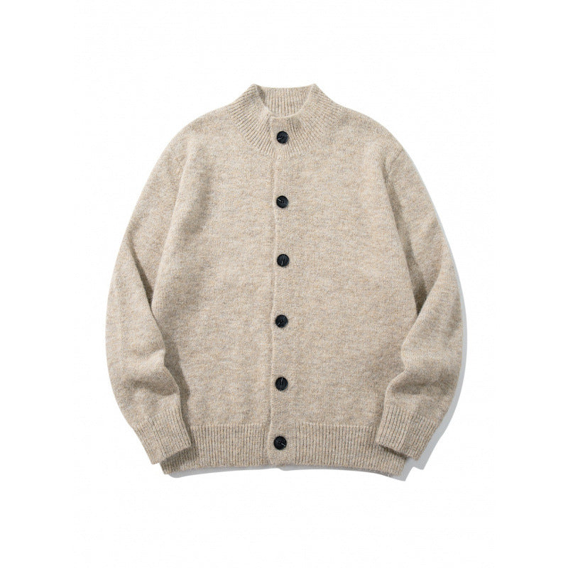 Unisex Boxy-Mohair‑Mix‑Cardigan mit halbhohem Kragen und durchgehender Knopfleiste Shop Nory