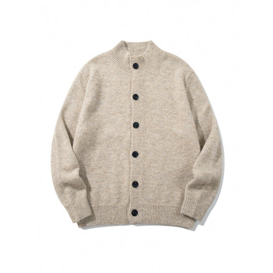 Unisex Boxy-Mohair‑Mix‑Cardigan mit halbhohem Kragen und durchgehender Knopfleiste Shop Nory