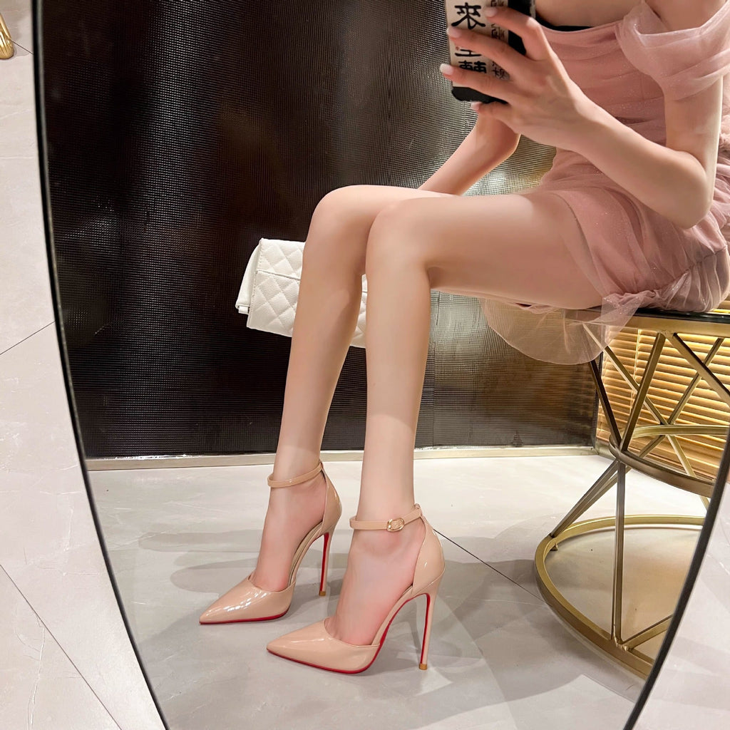 Damen luxuriöse spitze Stiletto-Pumps mit verstellbarem Knöchelriemen