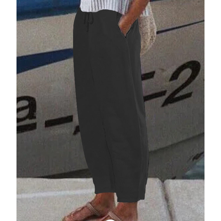 Damen Ankle Harem Hose mit Kordelzug, Seitentaschen und elastischem Knöchelbund Shop Nory