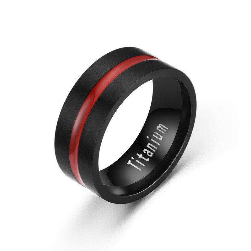 Herren Titanring mit eleganter roter Akzentlinie Shop Nory