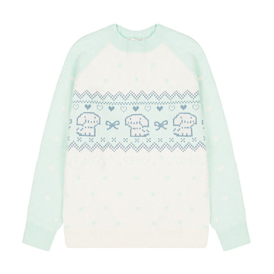 Damen Strickpullover mit Norwegermuster, Raglanärmeln und Rundhalsausschnitt Shop Nory