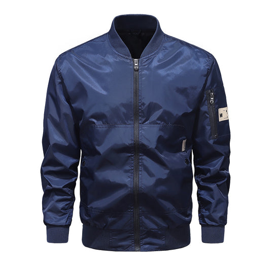 Herren Leichte Nylon-Bomberjacke mit Ärmeltasche, Stehkragen und Rippbündchen Shop Nory