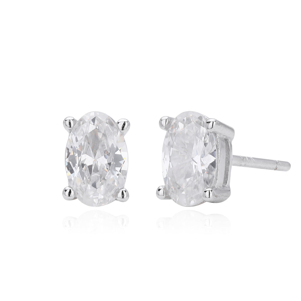 Damen Ohrstecker mit elegantem ovalem Zirkon und hochwertigem 925 Sterling Silber Shop Nory