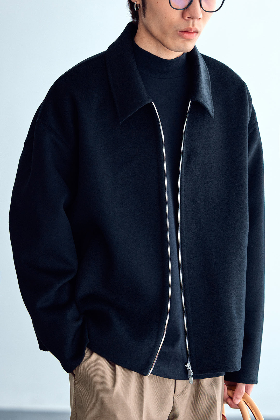 Herren Wolljacke mit Reißverschluss und weiter Passform Shop Nory