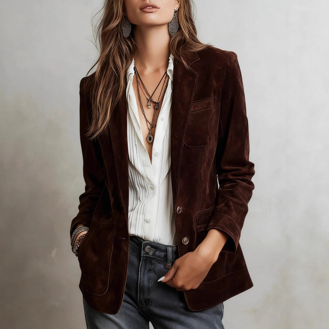 Damen Eleganter Wildlederblazer Shop Nory