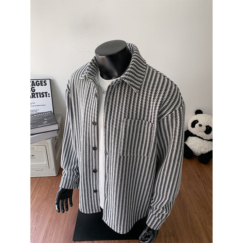 Herren Texturierte Overshirt‑Hemdjacke aus Strick mit Kentkragen Shop Nory