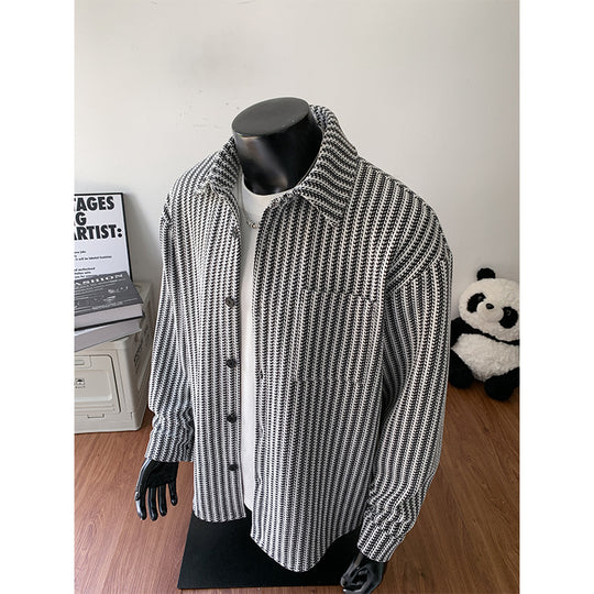 Herren Texturierte Overshirt‑Hemdjacke aus Strick mit Kentkragen Shop Nory