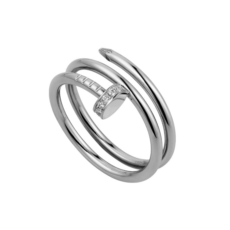 Damenring mit modernem geschwungenem Design und Zirkonia-Besatz Shop Nory