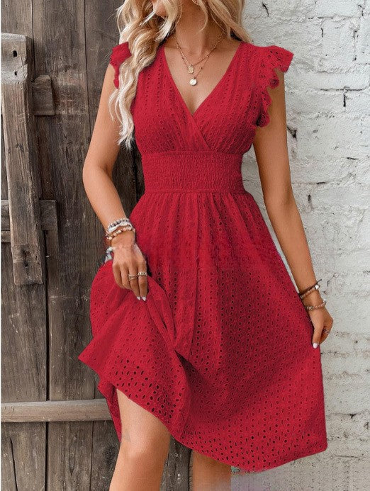 Damen Sommerkleid mit eleganten Spitzenärmeln