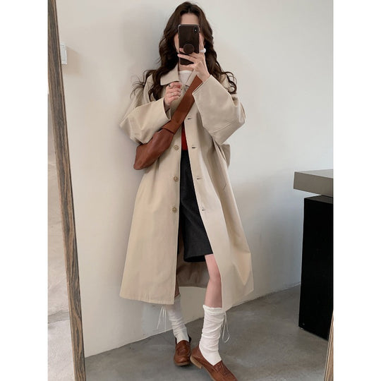 Damen Langer Oversize-Mantel im Trenchstil mit weitem Schnitt und klassischem Revers Shop Nory