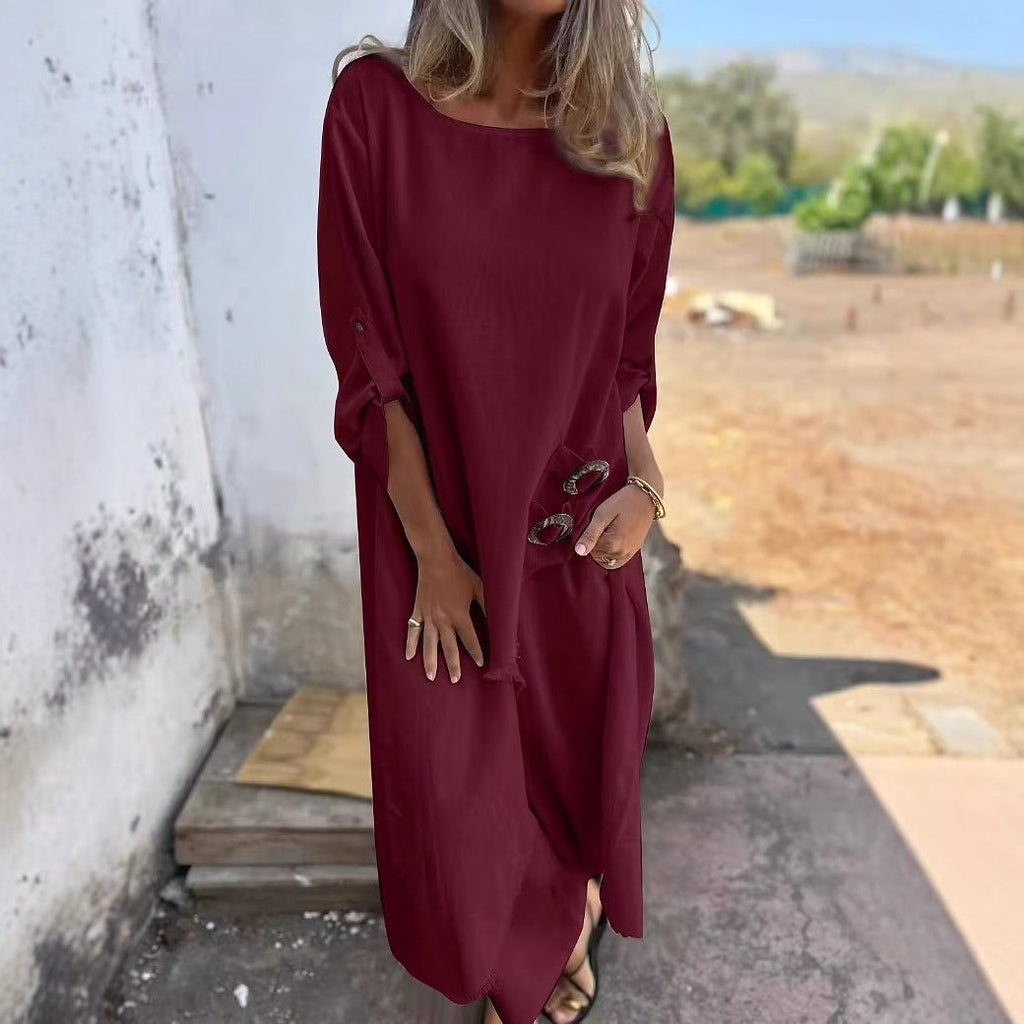 Damen Oversize Strandkleid mit Knopfdetails