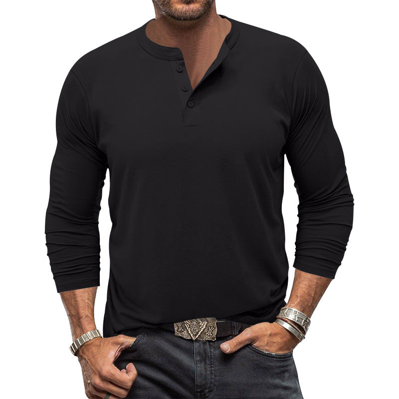 Herren Langarm T-Shirt mit Knopfleiste