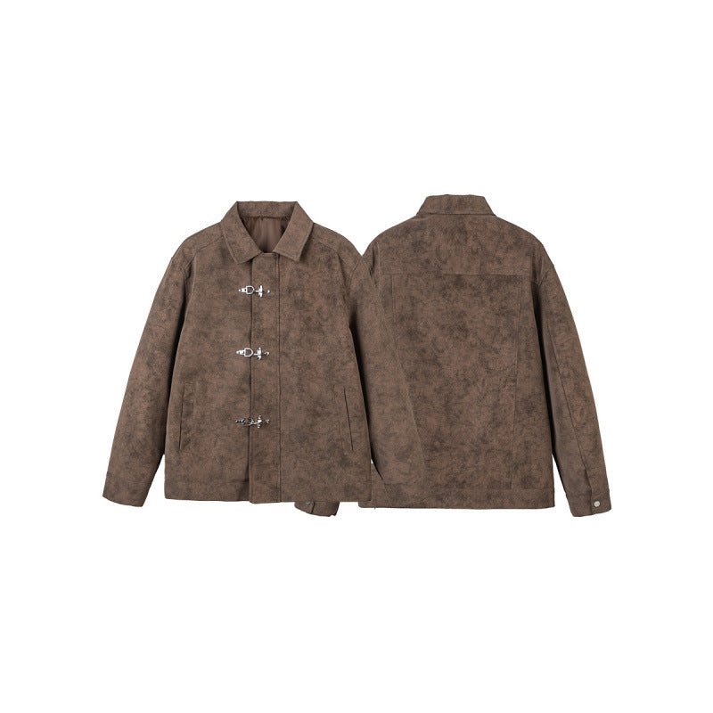 Herren Kurzjacke aus Velourslederimitat mit Metall-Knebelverschlüssen Shop Nory