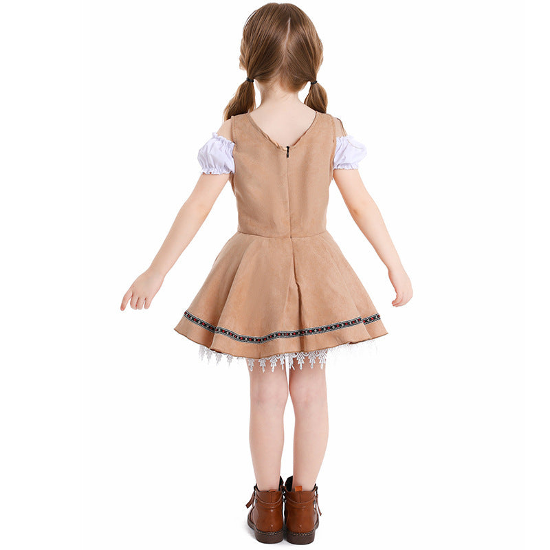 Damen nan traditionelles Kinderdirndl mit Schnürmieder, Spitzenunterrock und dekorativer Schürze Shop Nory